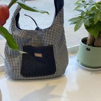 Bolso de tela de doble cara a cuadros, chaleco vaquero, estilo coreano, bolso de hombro vaquero Retro, bolso de mano de gran capacidad, bandolera Bohemia - details 2