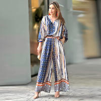 2025 Otoño/Invierno nuevo estampado cuello manga larga Pantalones rectos conjunto de moda para mujeres - details 6