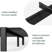 Marco de cama de plataforma de bambú y metal con cabecero y soporte de listones de acero - Marrón y negro - details 19