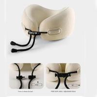 Almohada de viaje ergonómica en forma de U, cojín de cuello con soporte para la cabeza de rebote lento con bolsa de almacenamiento, cojín plegable para el hogar - details 15