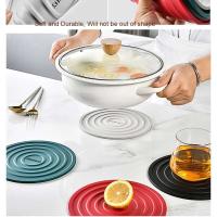 Posavasos multiusos de silicona de tres pies, tapetes circulares aislados, mesa de comedor flexible o tapetes para ollas calientes para uso en la cocina - details 6