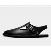 Zapatos de hombre, sandalias de cuero hechas a mano, zapatos de punta cerrada, zapatillas casuales planas sin cordones - details 3
