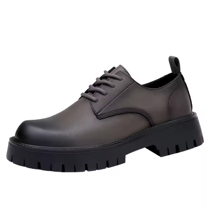 Nuevos zapatos de hombre de cuero genuino versión coreana versátil juvenil plataforma de moda zapatos de cuero casuales - 1