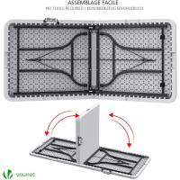 Mesa Plegable Multifuncional 180 x 75 cm, Mesa de Fiesta con Asa de Transporte, para Jardín, Terraza, Balcón, Blanco - details 2