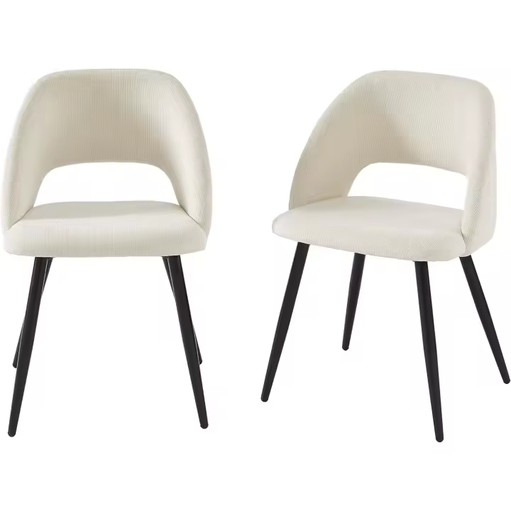 Juego de 2 sillas Vintage de Pana, Color Beige y Patas metálicas, Color Negro - 1