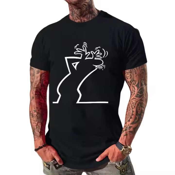Camiseta gris y de moda informal para hombre - 1