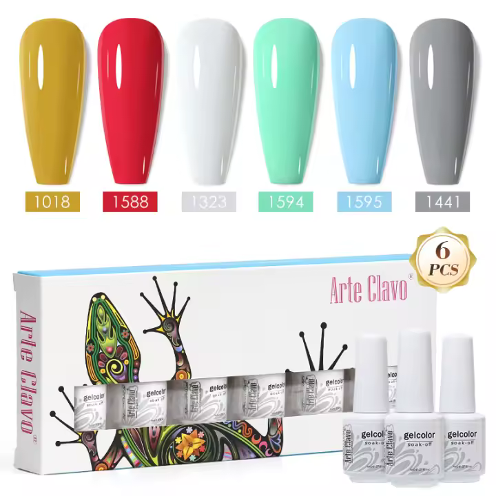 Arte Clavo 6 Colors 8ML Nail Gel Polish Kit Nail Supplies Vernis Semi Permanent Nail Art Manicure Soak Off UV Gel Varnishes Set - 1