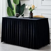 Mantel de Terciopelo Rectangular 1Pc para Eventos de Boda y Fiesta Cubierta de Mesa de Conferencia y Exhibición Blanco/Negro - details 15