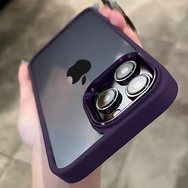 Funda de Metal con Marco para iPhone Cubierta Suave de Acrílico Transparente a Prueba de Golpes - 1