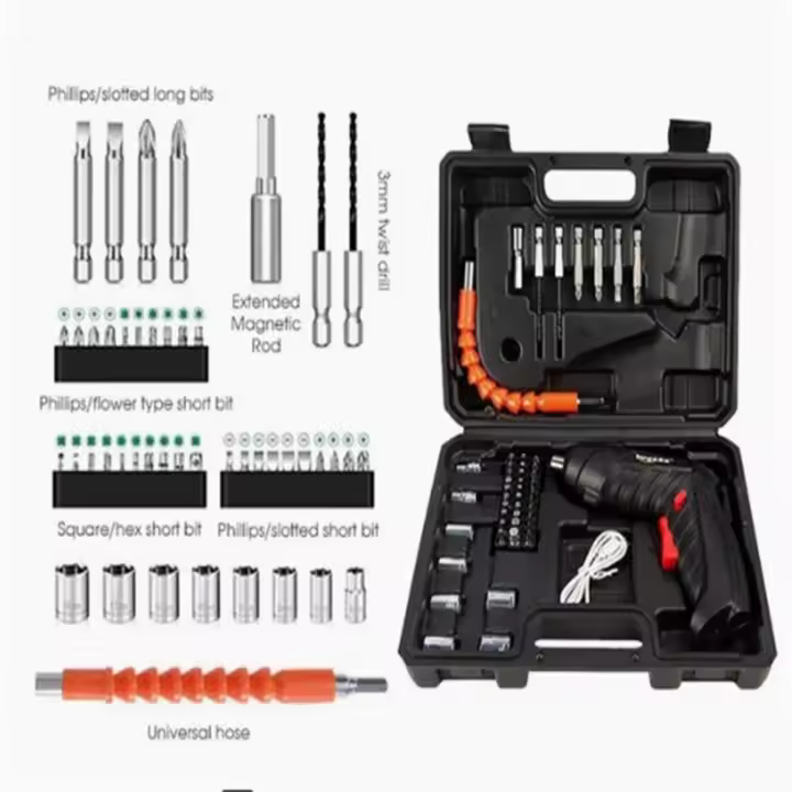 Llave de Fuerza Eléctrica Portátil Sin Cable 47 Piezas 3.6V 1800mAh con Luz LED para Mejoras del Hogar y Herramientas Rotativas - 1