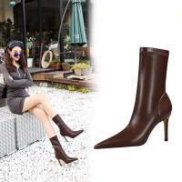Tacones Mujer's New Rubber zapatos cortos 2024 Otoño e Invierno botines de Mujer de tacón alto negros de lujo - details 1