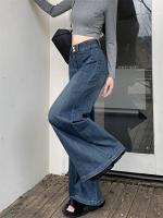Pantalones holgados de pierna ancha informales para mujer, vaqueros holgados de cintura alta Retro Harajuku - details 8