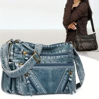Bolso bandolera para mujer estilo vintage - Diseño retro, patrón sólido, cuero sintético, cierre de cremallera, forro de poliéster - details 1
