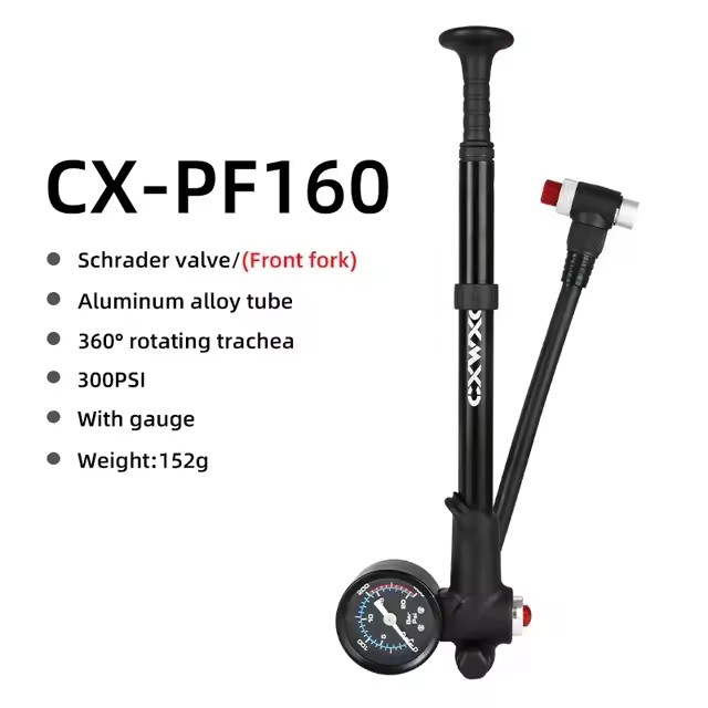 Bomba de alta presión para bicicleta de montaña, amortiguador de suspensión trasera con manómetro y botón de purga, CNC, 300psi - 1