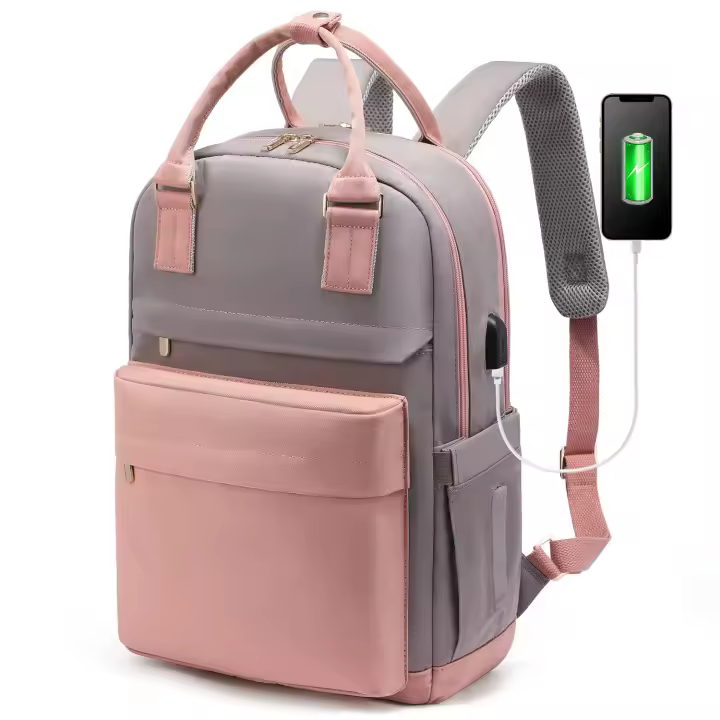 Mochila de viaje para mujer con puerto de carga USB , impermeable,bolsa para computadora portátil para deporte al aire libre - 1