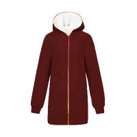 Suéter de lana con chaqueta de lana de cordero con capucha y cremallera para mujer - details 33