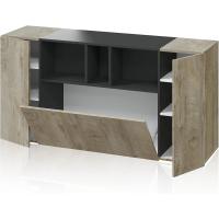 Aparador de 3 Puertas Buffet para Sala Diseño Blanco y Gris Cemento Medidas 150 cm x 76 cm x 41 cm - details 15