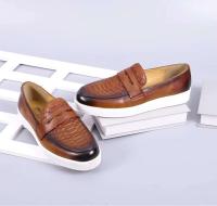 Zapatos informales de cuero para hombre con punta redonda de piel de vaca para otoño, nuevos zapatos de moda con patrón sólido para hombre - details 15