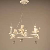 Lámpara de techo de Ángel de resina europea, luz Led para sala de estar, comedor, lámpara de techo de cristal E14, Lustre - details 1
