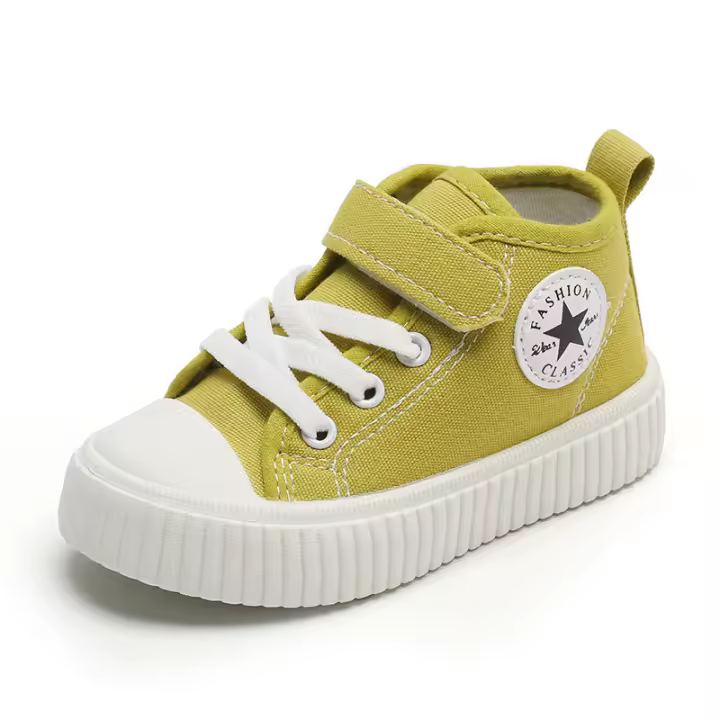 Zapatos de lona de los niños de alta parte superior 2025 primavera y otoño nuevos niños zapatos casuales antideslizantes niñas zapatos de junta suela suave zapatos de bebé lista - 1