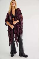 WeHello-kimono bohemio de felpa quemada para mujer, cárdigan largo informal con borlas moradas para playa, chal JYPF-20 - details 2