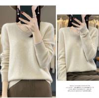 2024 100% Merino pura lana con cuello en V Otoño e Invierno suéter nuevo suéter de cachemira de las mujeres Casual de punto Top DMR201 - details 24