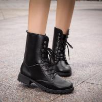 Botas Martin para mujer, botines de talla grande, punta redonda, tacón grueso, cordones, informales, media pantorrilla, Otoño e Invierno - details 5