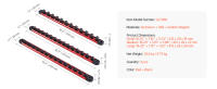 SucceBuy Juego de rieles organizadores de enchufes, 3 soportes métricos y SAE de aluminio, 1/4'', 3/8'' y 1/2'' con 360 °   Clips giratorios, capacidad para 40 enchufes, rojo y negro - details 6