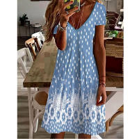 Vestido informal de verano de manga corta con cuello en V para mujer, vestido elegante hasta la rodilla con estampado Floral Vintage 3D, S-3XL - details 4