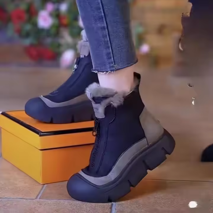 y cálidas botas de nieve de caña alta de algodón suave para suela gruesa - 1