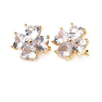 10 Uds. De latón y circonita de Color dorado de 18K, 3 agujeros, pulseras con conexión de flores, collares, cuentas espaciadoras, fabricación de joyas Diy de alta calidad - details 9