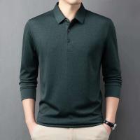 Camisa de negocios casual para hombre, polo de manga larga con insignia, color sólido, transpirable, cómoda, versátil, a la moda, - details 11