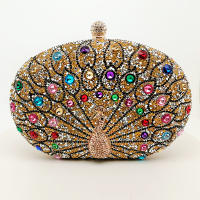 Nuevo bolso de cena con diamantes de pavo real, bolso de fiesta retro europeo y americano, bolso de vestir negro de gama alta - details 4