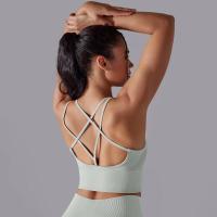 Sujetador de yoga sin costuras para mujer, sujetador deportivo cruzado de alto impacto, a prueba de golpes, top corto, transpirable, antisudor - details 34