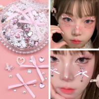 Parche de Maquillaje Facial de Mariposa de Flores Adhesivo de Secuencia de Perlas de Diamante DIY para Uso en Belleza de Nails y Ojos - details 8