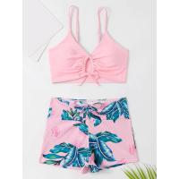 2025 Bikini traje de baño con cordón mujeres pantalones cortos de cintura alta traje de baño femenino acolchado traje de baño natación ropa de playa verano - details 27