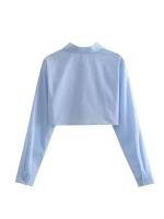 Blusa corta con diseño de bolsillo para mujer, camisa informal elegante, Color sólido, LS3055 - details 1