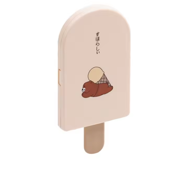 Espejo de mano Simple con forma de helado con peine, espejo de maquillaje compacto cuadrado, Mini espejo cosmético plegable para mujer - 1