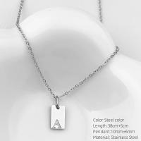 Collar colgante femenino de acero inoxidable plateado con joyas de moda colgantes iniciales - details 1