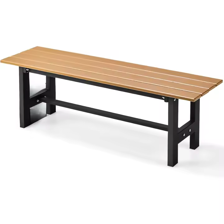 Banco Exterior de 2 Plazas, Banco Jardin Exterior Estructura Metal Revestido de Plástico, 120 x 36 x 40,5 cm, Carga 300kg, Terraza Jardin Interior Exterior (Marrón) - 1