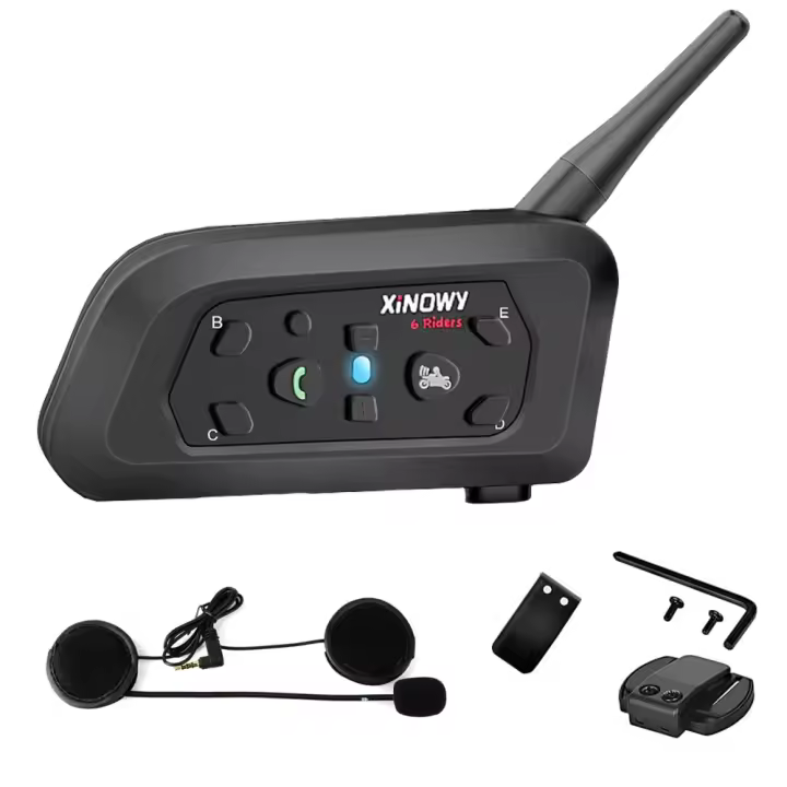 Intercomunicador Bluetooth V6 Pro para Casco de Motocicleta con Comunicación Inalámbrica de 1200M para 6 Riders Estéreo Impermeable 850mAh - 1