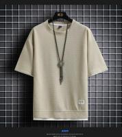 Traje De Verano Para Hombre Con Estampado De Waffle Conjunto Casual De Camiseta Y Shorts Color Sólido Talla Grande - details 7