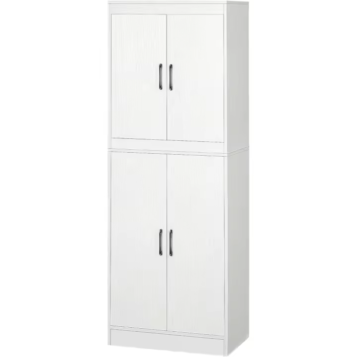Aparador Alacena de Cocina Aparador de Comedor Moderno con 4 Puertas y 5 Estantes Ajustables Antivuelco para Oficina Salón 60x36x168 cm Blanco - 1