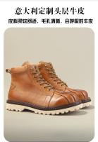 Botas informales de cuero de caña media, zapatos de cuero con puntera de concha británica, botas de trabajo. - details 1