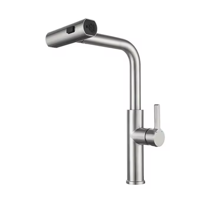 En existencia, mezcladores de fregadero, grifo de cascada frío y caliente de acero inoxidable 304, grifos de cocina extraíbles - 1