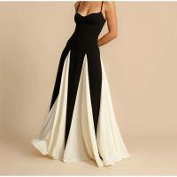 Vestidos largos elegantes de retazos en blanco y negro, vestido ajustado de manga larga con cuello redondo a la moda para mujer, batas de fiesta de noche para mujer - details 17