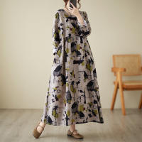 Vestido Vintage de Algodón de Manga Larga Talla Grande, Elegante y Suelto para Mujeres - details 11