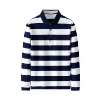 Polo de manga larga para hombre, camiseta transpirable a rayas, informal de algodón, novedad de negocios, Primavera, 2024 - details 4
