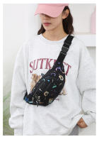 Riñonera de tres capas con solapa para mujer, bolso de pecho a la moda para deportes al aire libre, bolso de cintura con estampado de letras, bolsos cruzados de hombro para niñas - details 9