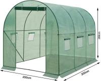 Invernadero 300x200x200cm, Invernadero de película resistente al invierno, Tienda de tomate con puerta 6 ventanas verde - details 0